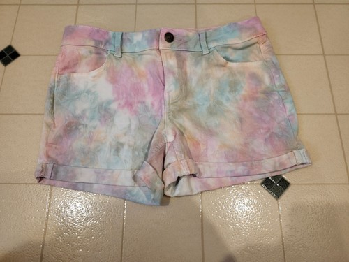 SO Tie Dye Girl's Shorts Pastel Cuffed Shorts Stretch Girls Size 16