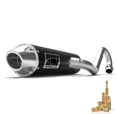 HMF PERFORMANCE FULL EXHAUST BLACK W/ BRUSH EURO CAP JET KIT BRUTE FORCE 650