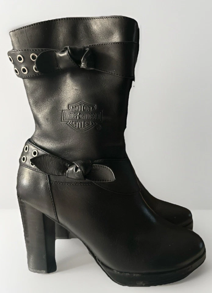 Harley-Davidson® Women's Estelle 4 Inch Black Leather Motorcycle Boots Size 6 - Image 4 of 4