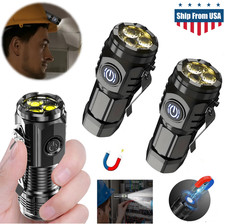 2 Tactical Flashlight Small 3 LED Torch Light Mini Super Bright USB Rechargeable