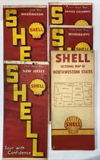 Vintage Shell Gas City Maps Lot 1930’s New Jersey, British Columbia, Mississippi