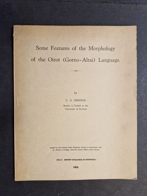Some features of the morphology of the Oirot (Gorno-Altai) language Simpson, Cyr