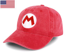 MARIO Cap Embroidered RED Mario Hat Adjustable Adult Vintage Cotton Cap Cosplay