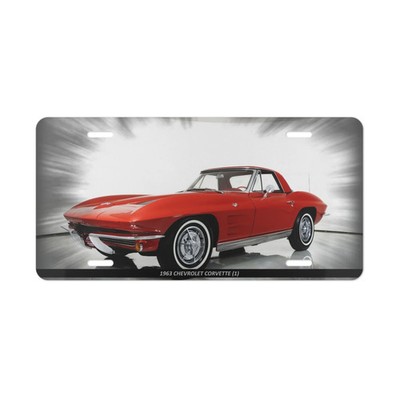 Iconic 1963 Corvette Sting Ray Red Classic Car Vanity Plate - Premium Metal