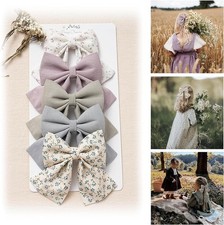 Hair Bows with s for Girls Toddler Baby, Handmade Flower Print