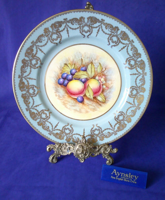 Aynsley Orchard Gold Speiseteller signiert D. Jones Salbeigrün 8205 Muster
