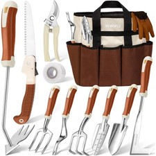 12-Piece Garden Tool Set, Heavy Duty Gardening Kit with Bag Gloves