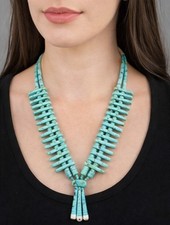 Vintage Western Pueblo Santo Domingo Kewa Navajo Indian Turquoise Jacla Necklace