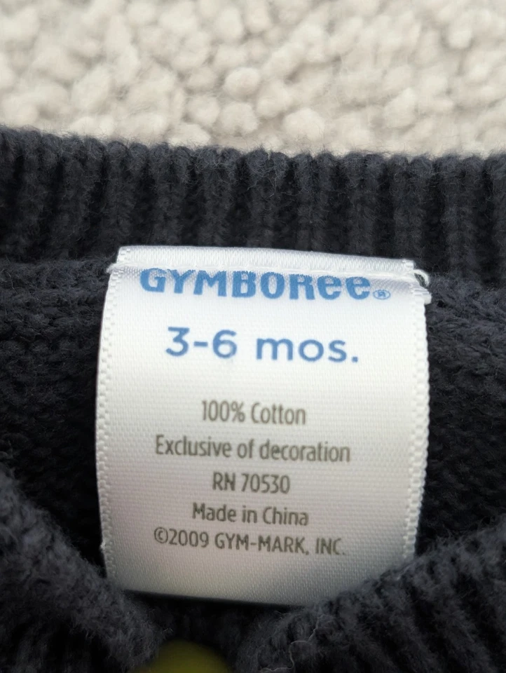 Gymboree Navy Skull Long Sleeve Knit Sweater Halloween Pirate Size 3-6 Months - Image 4 of 4