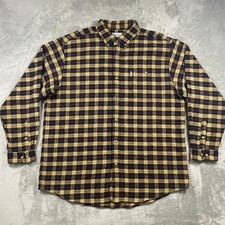 Carhartt Flannel Shirt Mens 2XL Brown Plaid Button Down Outdoor Workwear