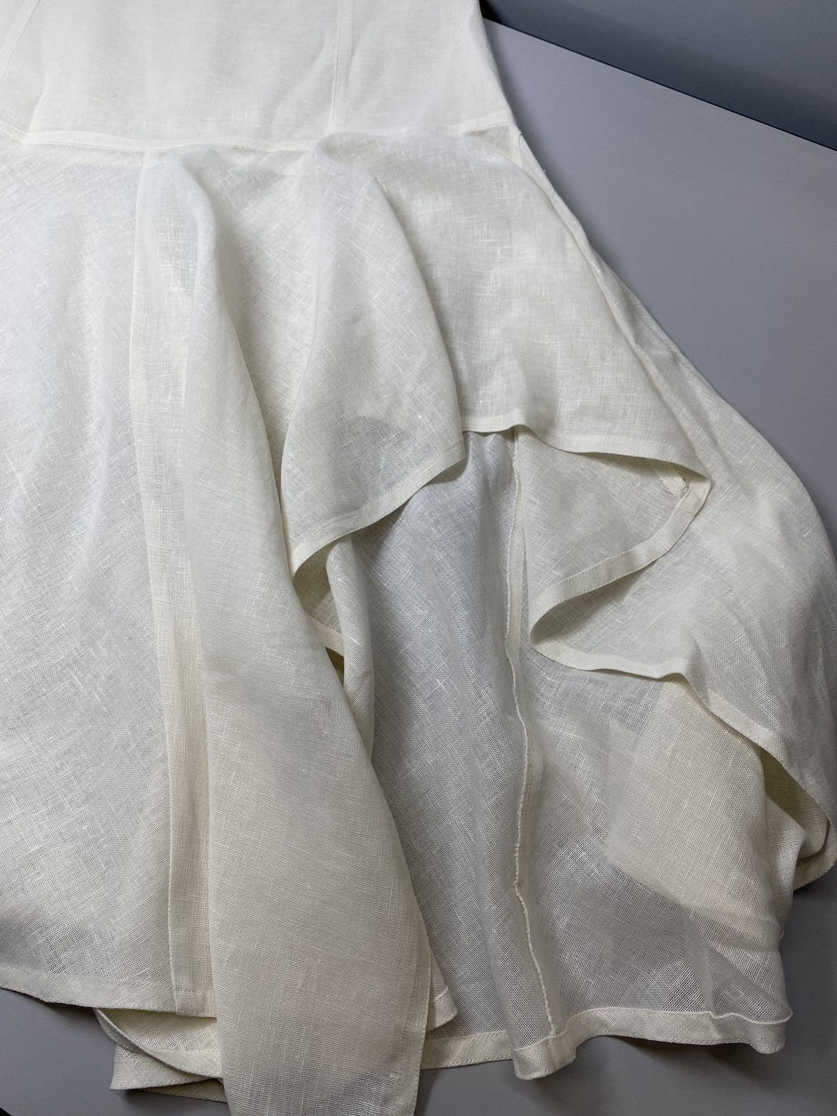 Michael Kors Collection Women Skirt Ecru/Ivory Size 12 Linen Gauze Crepe Cascade thumbnail 9