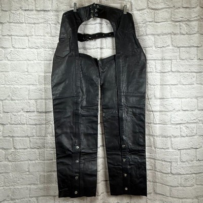 Hot Leathers Unisex XL Chaps Verstellbare Taille Cowboy Motorrad Biker Schwarz