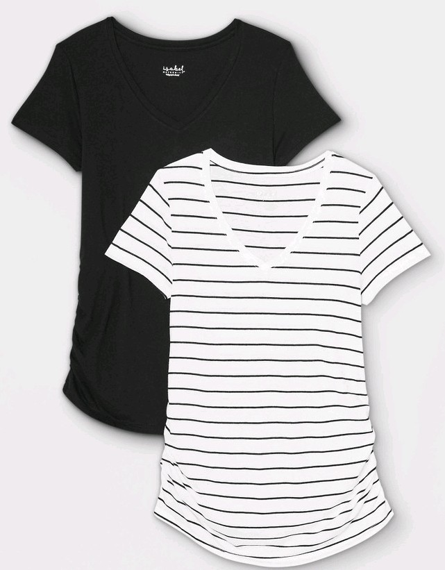 SET OF 2 Isabel Maternity T-shirts W Ruched Sides - SIZE XXL By Ingrid & Isabel