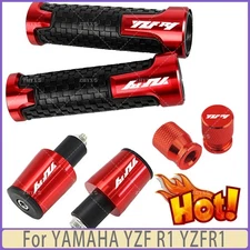 Red - Motorcycle Handlebar Grips Bar End Cap Tire Valve For YAMAHA YZF R1 YZFR1