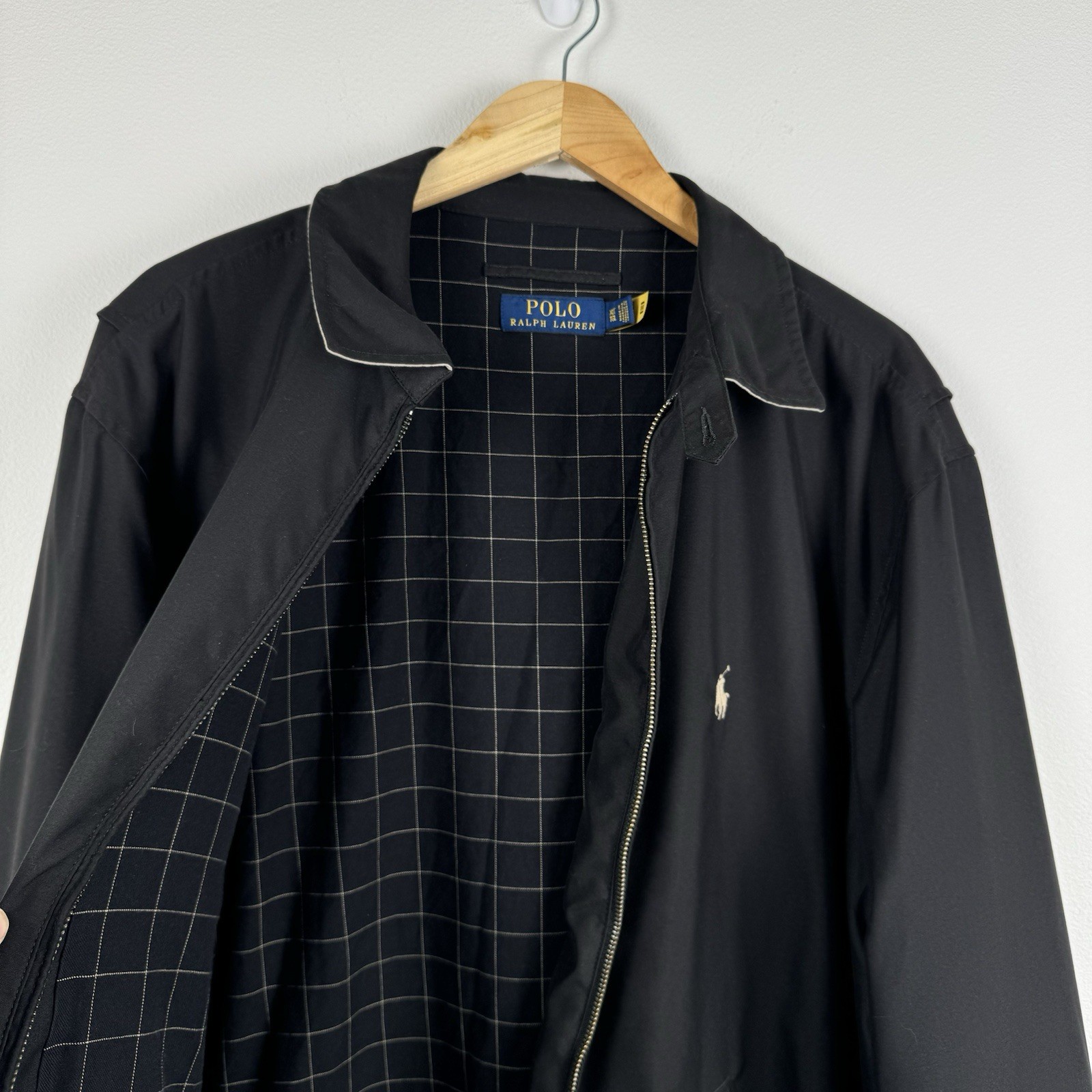 Polo Ralph Lauren giacca bi swing uomo XLT nera foderata a quadri preppy full zip pony