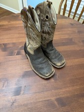 Old West Kids Western Cowboy Boots Brown Leather Pull-On US 1 D BSC1819