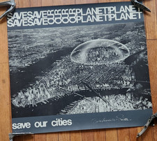 Orig. 1971 Olivetti SAVE OUR PLANET / CITIES Poster by R. Buckminster Fuller