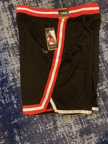 And1 Mens Basketball Gym Workout Running Shorts Black Red Large - Picture 5 of 5