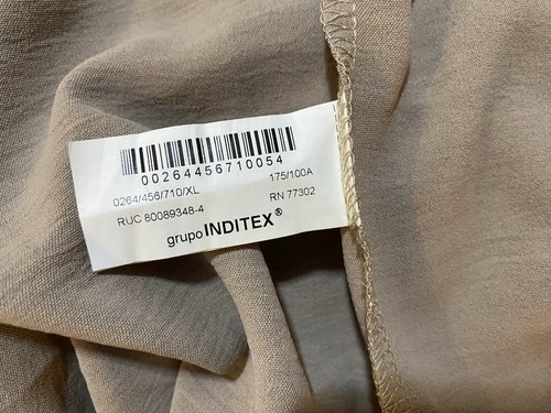 NWT ZARA Women Elastic Waistband Hi-Rise Rayon Palazzo Wide Leg Pants SZ XL Sand - Picture 11 of 14