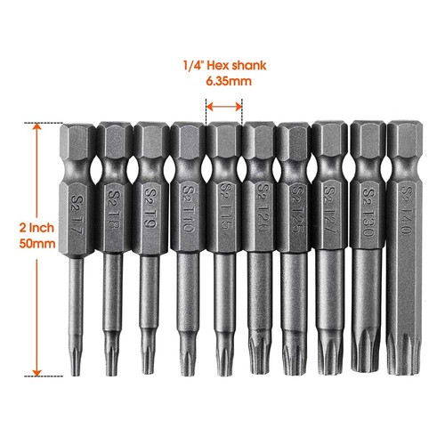 10PCS Torx Head Screwdriver Bit Set, S2 Steel Magnetic Security Tamper Proof ... - Picture 3 of 7