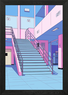 Lofi Pink Retro Framed Wall Art Poster Canvas Print Picture