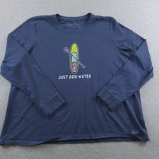 Life Is Good Top Womens XXXL 3XL Navy Long Sleeve Crusher Just Add Water Graphic