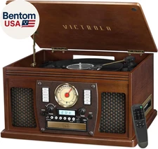 Navigator 8-In-1 Bluetooth Record Player with Built-In Speakers– 3 Speed Turntab