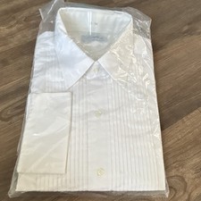 Vintage Pleated White Tuxedo Shirt, Creighton 16, 34