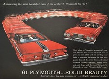 1961 Plymouth Original Vintage Advertisement Red Illustration Car Print Ad 1961 Plymouth Original Vintage Advertisement Red Illustration Car Print Ad