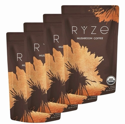 #ad 4 Pack Organic Ryze Mushroom Coffee 30 Servings Bag Instant Free Shipping $37.99