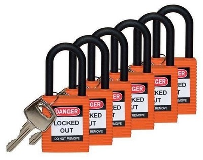 Brady 123346 Lockout Padlock, KA, Orange, 1-3/4''H, PK6