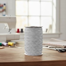 High-Quality 20 Yards Flat Elastic - 12mm Durable Silver Strap for All Crafts