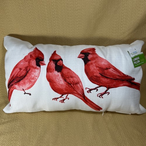 True Living Outdoors Cardinals Outdoor Lendenkissen 12 Zoll x 20 Zoll roter Vogel Neu mit Etikett - Bild 1 von 4