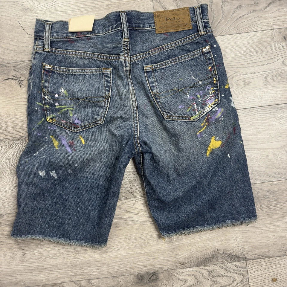 Pantalones Cortos de Denim Polo Ralph Lauren para Niños Pintura Salpicaduras Sullivan Ajustados Talla 16 Nuevos con Etiquetas Foto 4 de 4