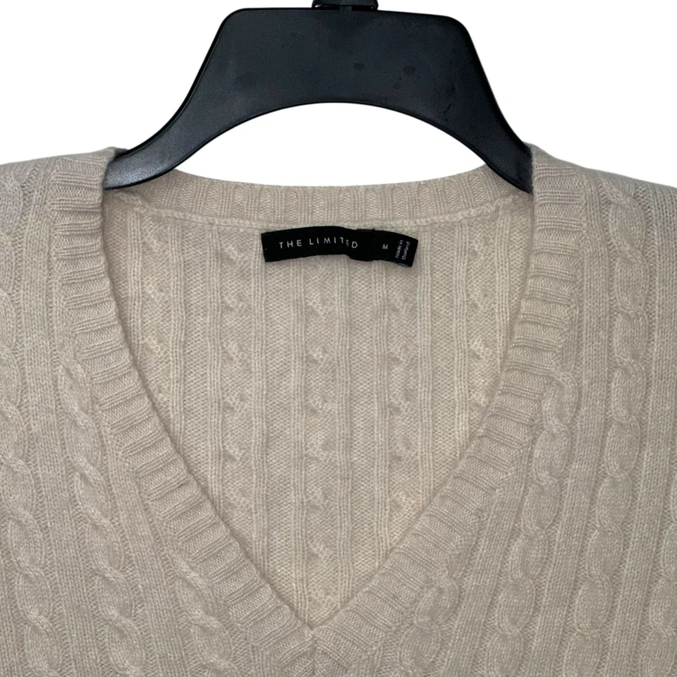 Винтажный ограниченный размер M кашемир шерсти Angora кабель трикотажа v-образным вырезом свитер женщин - Изображение 2 из 4