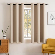 Room Darkening Curtains Thermal Insulated Drapes Solid Window Treatment Set G...