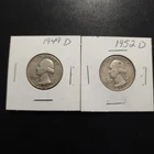 1949-D, 1952-D United States Of America Quarter Dollar 25 Cents 90%