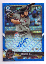 2018 Bowman Chrome - Prospect Autographs Eduardo Diaz #BCPA-ED Blue Refractor...