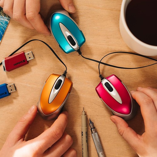 Verbatim Go Mini - USB Optical Travel Mouse with Retractable Cable, caribbean bl - Picture 3 of 9