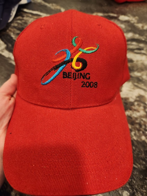 Beijing 2008 Olympics Hat Cap China Summer Games Long Bill Strapback Red