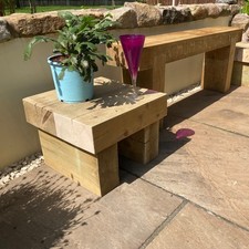 Wooden Rustic Garden Sleeper Side Coffee Table Outdoor Patio Furniture 