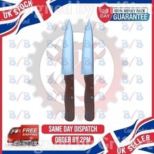 2PC LARGE STEAK KNIVES SET OF SHARP SERRATED BLADE KNIFE WOODEN HANDLE FULL TANG