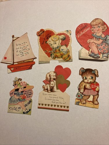 LARGE LOT 29 Vintage Valentines Day Cards And Ephemera Animals - Picture 4 of 11