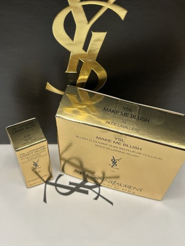 NIB YSL #44 NUDE LAVALLIERE Make Me Blush Powder Blush + Mini lipstick 44B - Picture 5 of 14
