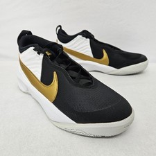 Nike Youth Team Hustle D 10 Basketball Shoes CW6735-002 Black Gold White Sz 6Y