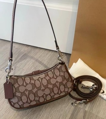 NWT Coach Signature Jacquard Ashton Mini Shoulder Bag Oak/Maple