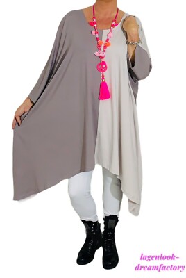 Myo Ballon-Long-Pullover-Kleid Oversize Cappucino 48 50 52 54 56 58 60