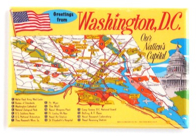 Greetings from Washington D.C. (Map) FRIDGE MAGNET travel souvenir