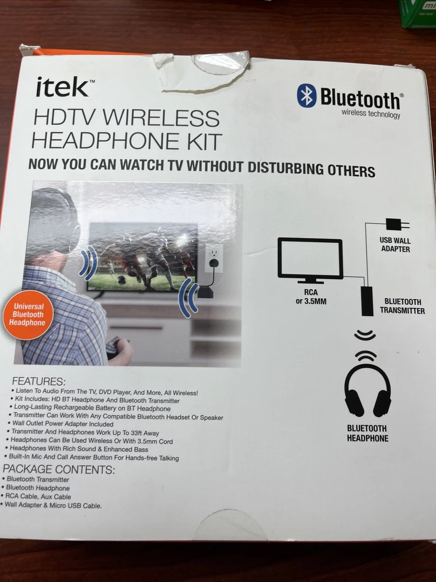 itek HDTV Wireless Headphone Kit New in Box Bluetooth Personal Listening