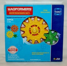 Magformers Magnets in Motion 20 Piece Gear Accessory Kit New In Box Rare